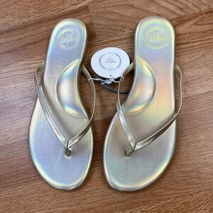 Solei Sea Metallic Gold Flip Flops Sandals Women's Size 9 NEW